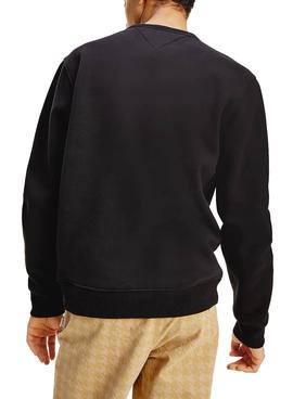 Sudadera Tommy Jeans Logo Crew Negro Para Hombre