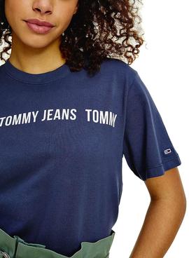 Camiseta Tommy Jeans Cropped Marino Para Mujer