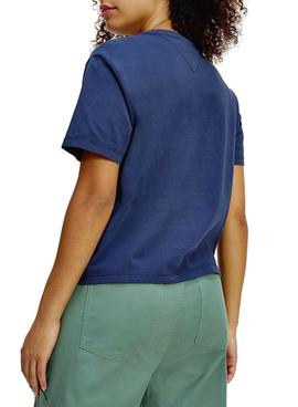 Camiseta Tommy Jeans Cropped Marino Para Mujer
