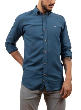 Camisa Klout Lino Azul Para Hombre