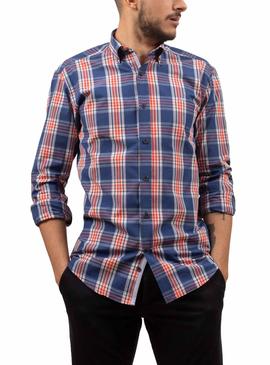 Camisa Klout Madras Marino Para Hombre