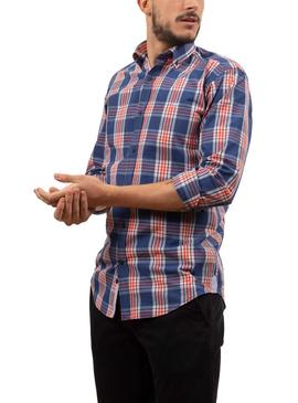 Camisa Klout Madras Marino Para Hombre