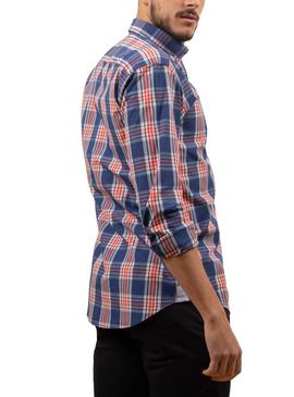 Camisa Klout Madras Marino Para Hombre