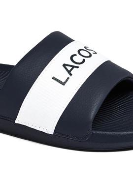 Chanclas Lacoste Croco Slide Azul Marino Hombre