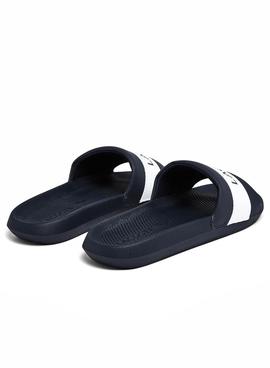 Chanclas Lacoste Croco Slide Azul Marino Hombre