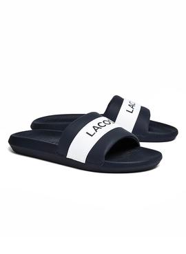 Chanclas Lacoste Croco Slide Azul Marino Hombre