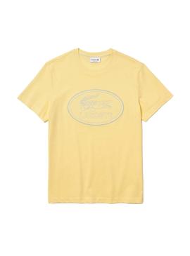 Camiseta Lacoste Logo Bordado Amarillo Para Hombre