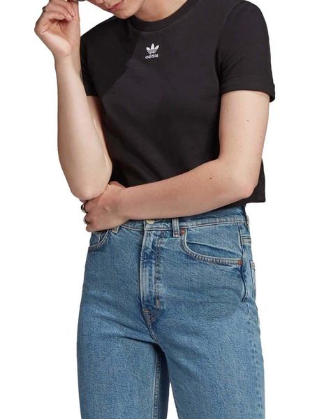 Camiseta Adidas Crop Negro Para Mujer