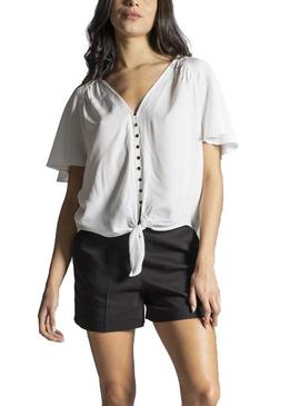 Camisa Naf Naf Nudo Botones Blanco Para Mujer