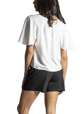 Camisa Naf Naf Nudo Botones Blanco Para Mujer