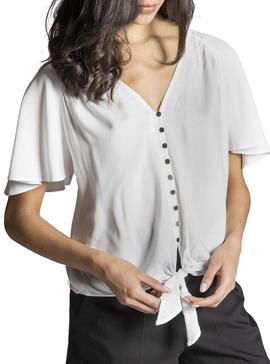 Camisa Naf Naf Nudo Botones Blanco Para Mujer