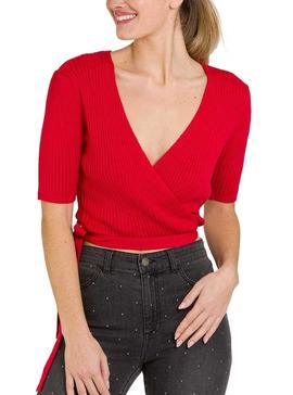 Chaqueta Naf Naf Bolero De Punto Rojo Para Mujer