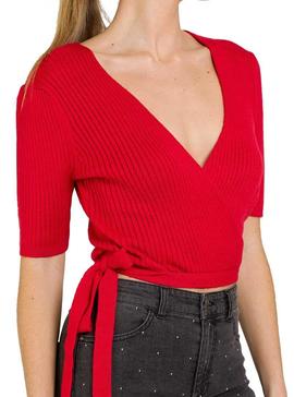 Chaqueta Naf Naf Bolero De Punto Rojo Para Mujer