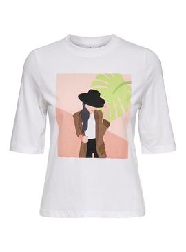 Camiseta Only Theo Life Blanco Para Mujer