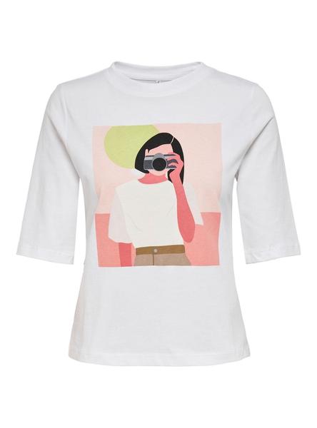 Camiseta Only Theo Life Blanco Para