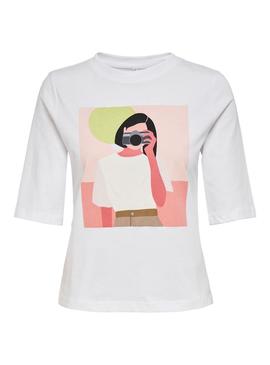 Camiseta Only Theo Life Blanco Para Mujer