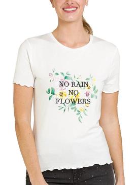 Camiseta Naf Naf Flowers Blanco Para Mujer