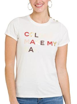 Camiseta Naf Naf Colors Blanco Para Mujer