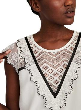 Camisa Naf Naf Puntilla Crochet Blanco Para Mujer