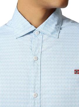 Camisa Napapijri Gesin Azul Claro Para Hombre