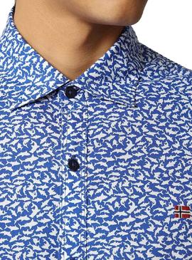 Camisa Napapijri Gesin Azul Para Hombre