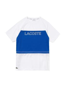 Camiseta Lacoste Sport Block Blanco Para Hombre