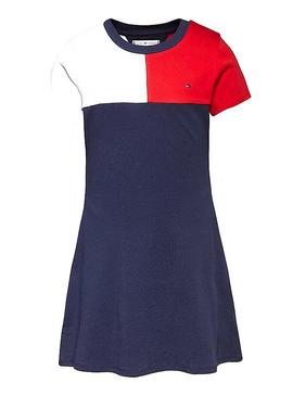 Vestido Tommy Hilfiger Stripe Rib Azul Para Niña