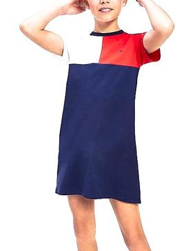 Vestido Tommy Hilfiger Stripe Rib Azul Para Niña