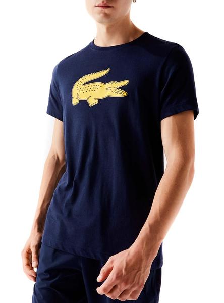 Paralizar mar Mediterráneo corte largo Camiseta Lacoste Logo 3D Azul Marino para Hombre