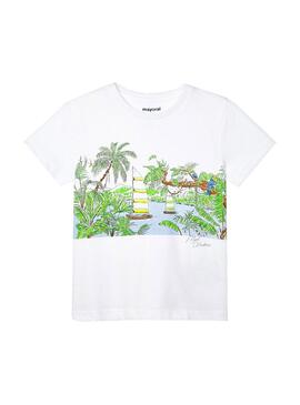 Camiseta Mayoral Banda Paisaje Blanco Para Niño