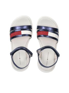 Sandalias Tommy Hilfiger Velcro Blanco Para Niña