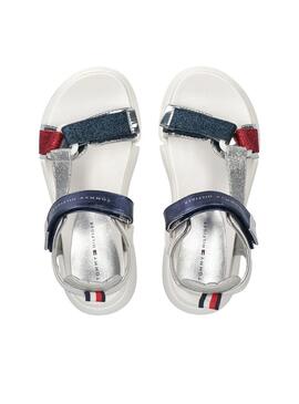 Sandalias Tommy Hilfiger Velcro Blanco Para Niña