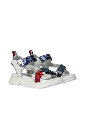 Sandalias Tommy Hilfiger Velcro Blanco Para Niña