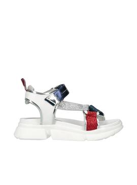 Sandalias Tommy Hilfiger Velcro Blanco Para Niña