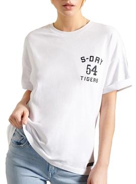 Camiseta Superdry Military Narrative Blanco Mujer