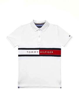 Polo Tommy Hilfiger Flag Blanco Para Niño