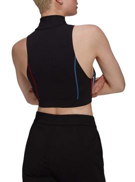 Top Adidas Adicolor Half-Zip Negro Para Mujer