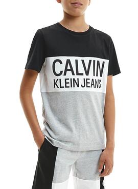 Camiseta Calvin Klein Colour Block Negro Para Niño