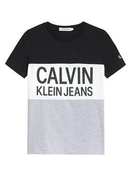 Camiseta Calvin Klein Colour Block Negro Para Niño