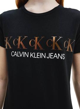 Vestido Calvin Klein Repeat Foil Negro Para Niña