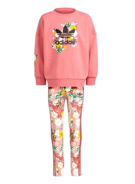 Conjunto Adidas Crew Set Rosa Para Niña