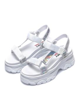 Sandalias Tommy Hilfiger Iridescent Blanco Mujer