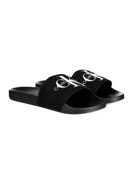 Chanclas Calvin Klein Slide Monogram Negro Hombre