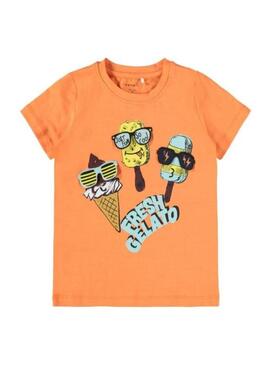 Camiseta Name It Halvin Naranja Para Niño