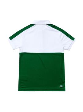 Polo Lacoste Color Block Verde Para Niño