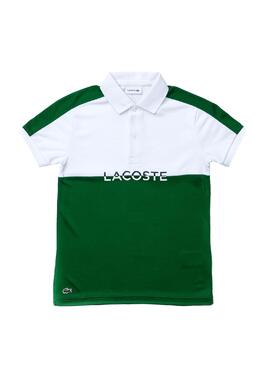 Polo Lacoste Color Block Verde Para Niño