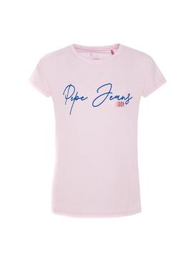 Camiseta Pepe Jeans Nina Optic Rosa Para Niña