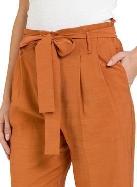 Pantalón Naf Naf Paperbag Naranja Mujer