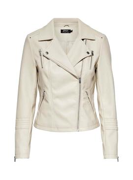 Chaqueta Only Gemma Biker Beige para Mujer