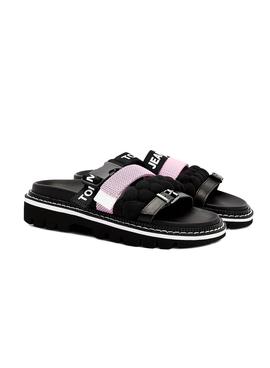 Sandalias Tommy Hilfiger Braided Strap Negro Mujer